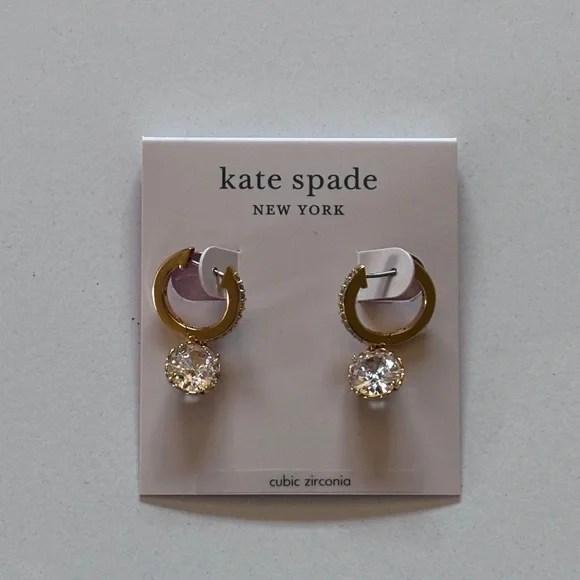 Kate Spade New York Gold Cubic Zirconia Drop Earrings - Picture 2 of 3